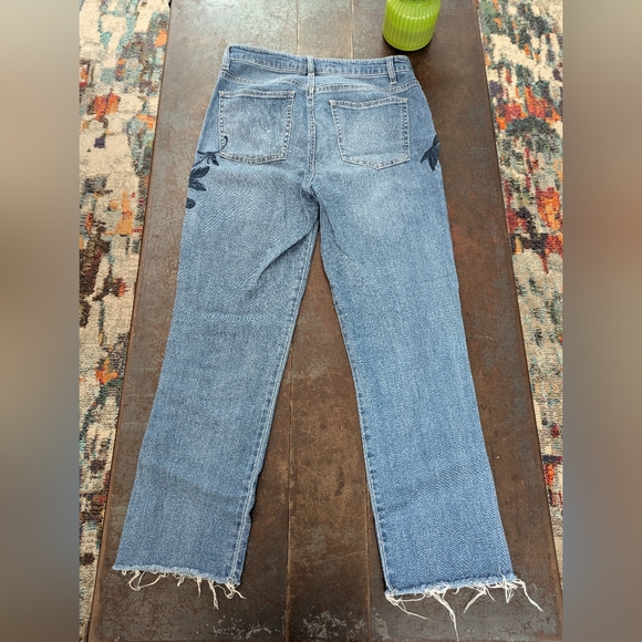 Harper Heritage Womens Blue Jeans Embroidered Floral High Rise Straight - Picture 7 of 10